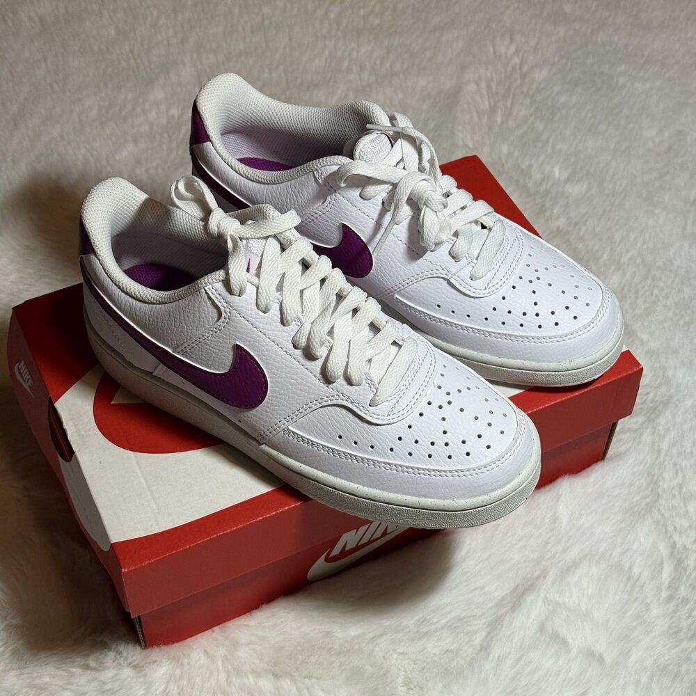 Nike Court Vision Low White & Purple Women’s Size 7 Sneakers